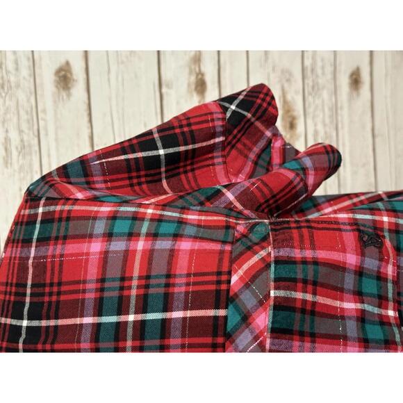 Victoria's Secret VS flannel short sleeve button-up pajama/sleep top Size XL - Picture 5 of 8